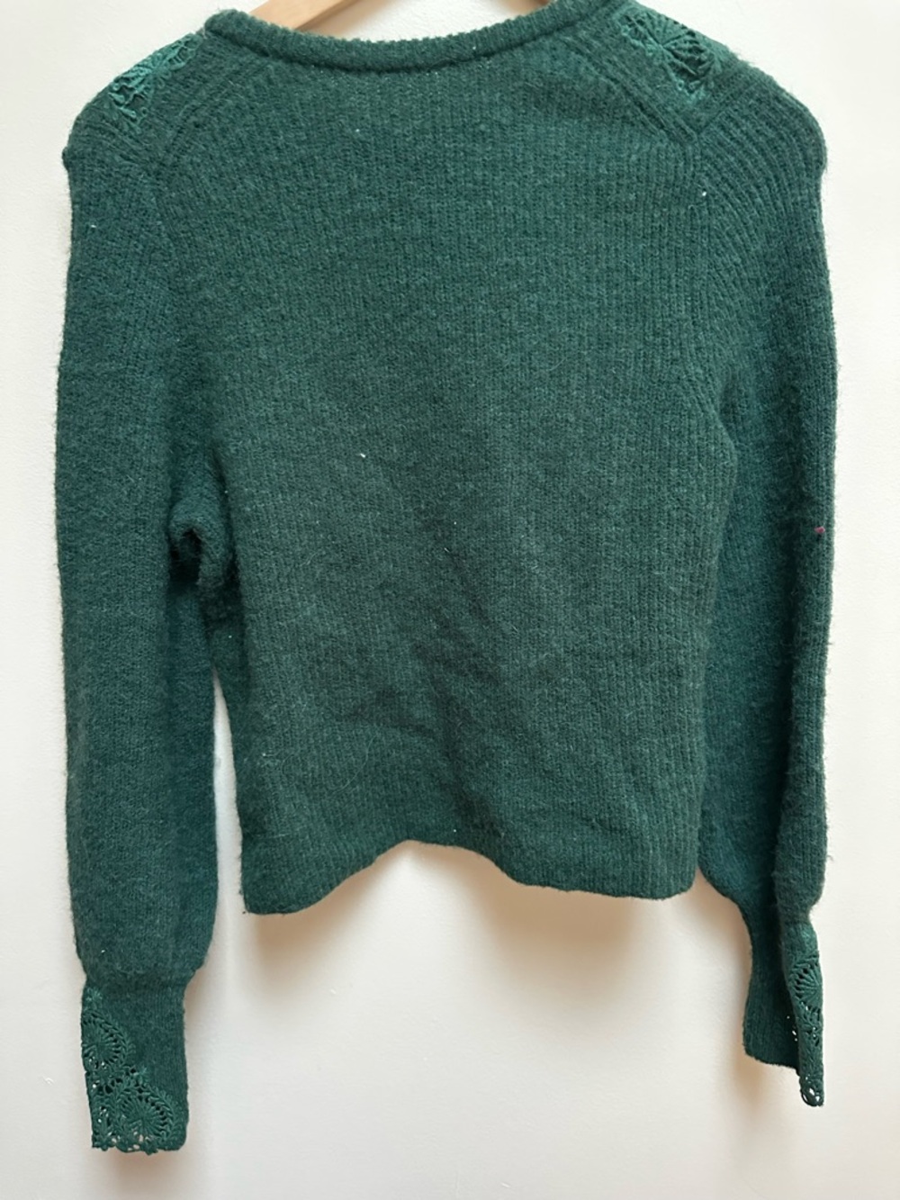 Boden Dark Green Cardigan with Lace Cuffs - Picture 7 of 9